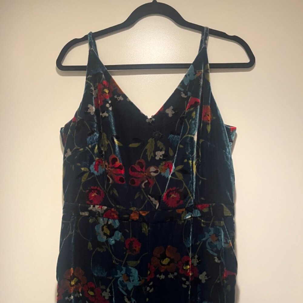 Fun Dark Teal Floral Jumpsuit from LOFT size 8